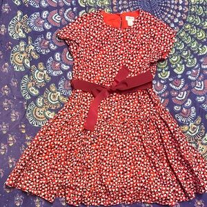 J. Crew Red and White Heart Print Dress